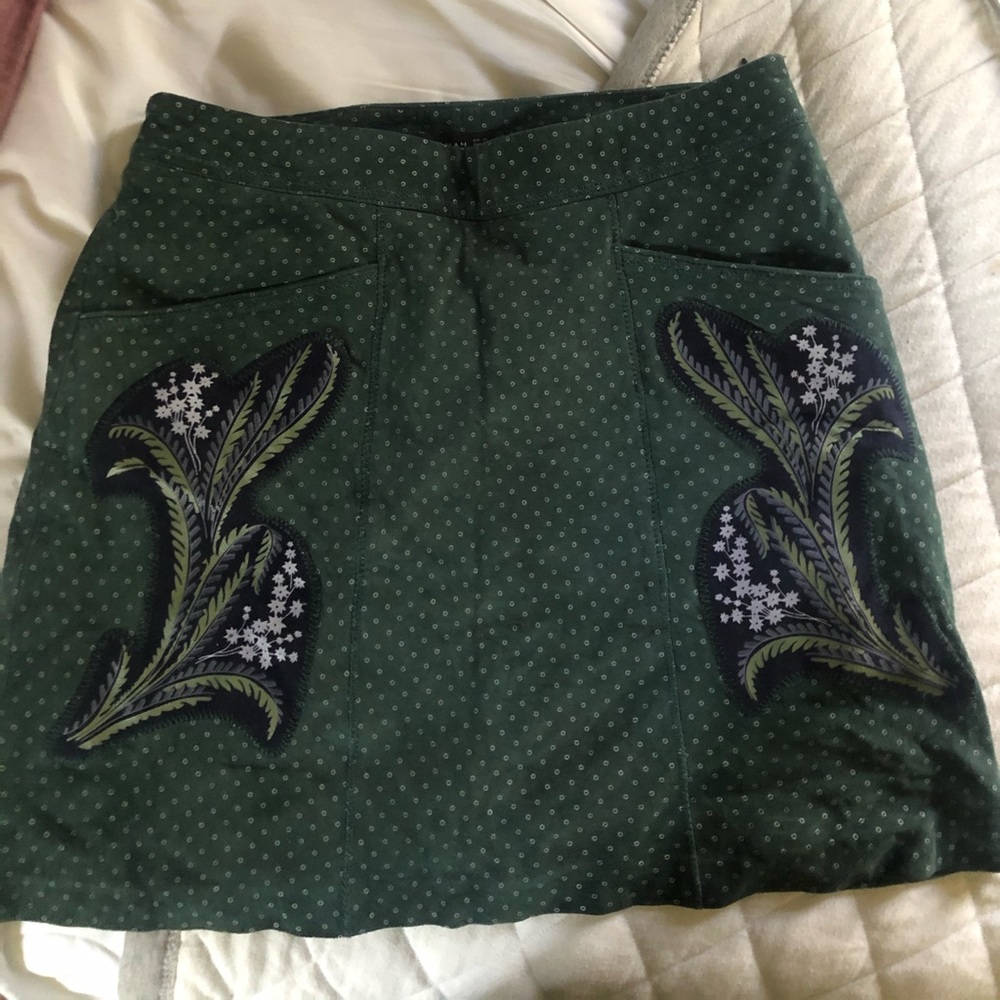 Zara suede embroidered skirt